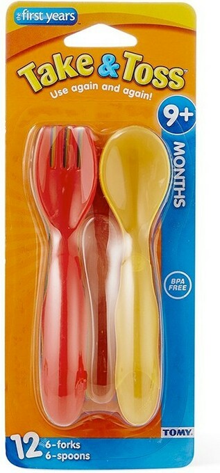 BIG W Take & Toss Toddler Fork And Spoon Flatware 12 Pack - Multi offer