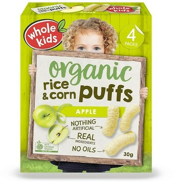 BIG W Whole Kids Snack Food Meltaway Sticks Apple & Corn 4 Pack (30g) offer