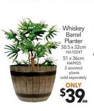 Cheap as Chips Whiskey barrel planter offer