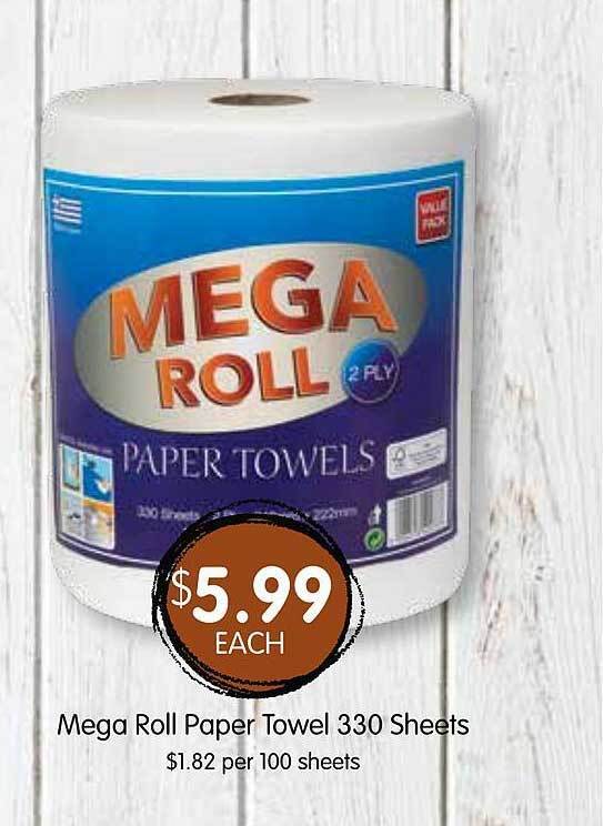 Mega roll paper towels offer at Spudshed