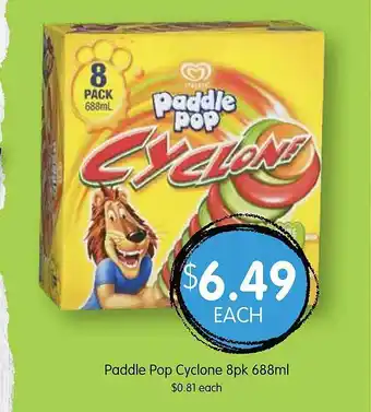Paddle pop cyclone