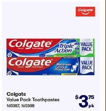 BIG W Colgate value pack toothpastes offer