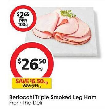 Coles Bertocchi triple smoked leg ham offer
