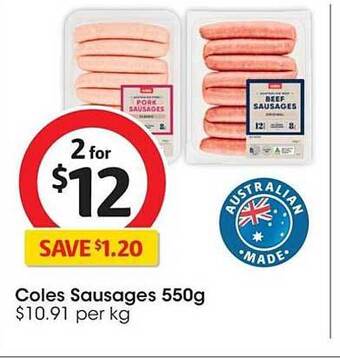 Coles Coles sausages offer