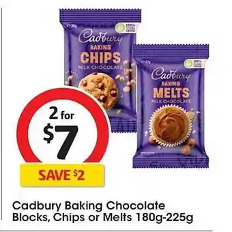 Coles Cadbury baking chocolate blocks, chips or melts offer