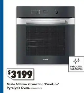 Harvey Norman Miele 600mm 7-function 'pure line' pyrolytic oven offer
