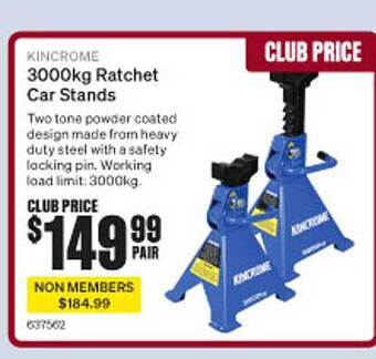 SuperCheap Auto Kincrome 3000kg ratchet car stands offer