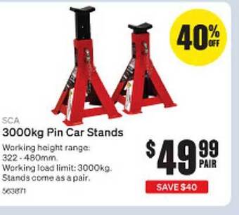 SuperCheap Auto Sca 3000kg pin car stands offer