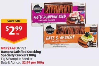 ALDI Damora Satisfied Snacking Specialty Crackers 100g offer