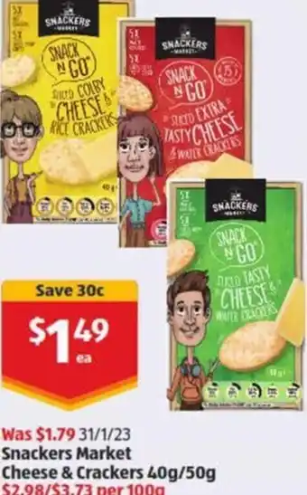 ALDI Snackers Market Cheese & Crackers 40g/50g offer