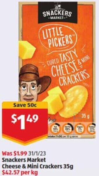 ALDI Snackers Market Cheese & Mini Crackers 35g offer