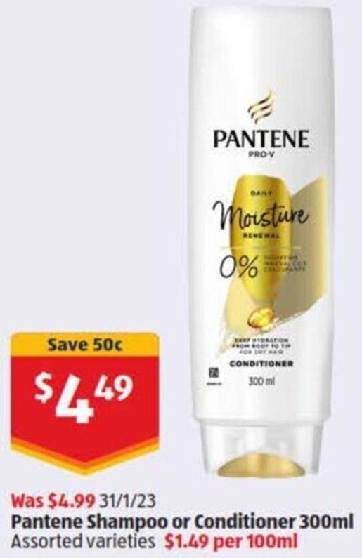 Pantene Shampoo or Conditioner 300ml offer at ALDI