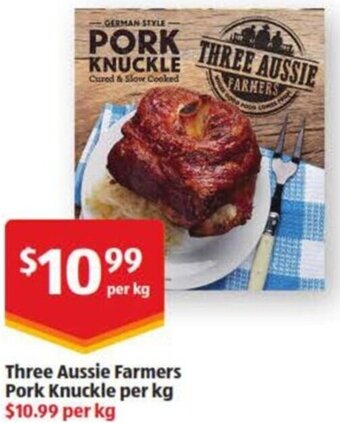 ALDI Three Aussie Farmers Pork Knuckle Per kg offer