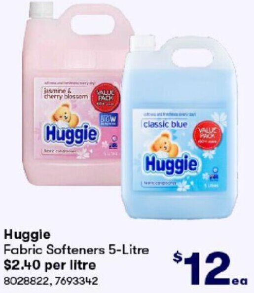 Huggie Fabric Softeners 5Litre offer at BIG W
