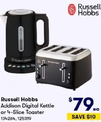 BIG W Russell Hobbs Addison Digital Kettle or 4-Slice Toaster offer