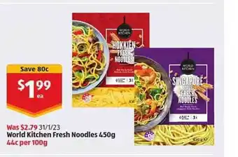 ALDI World kitchen fresh noodles offer