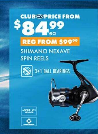 BCF Shimano nexave spin reels offer