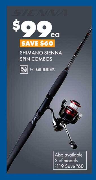BCF Shimano sienna spin combos offer