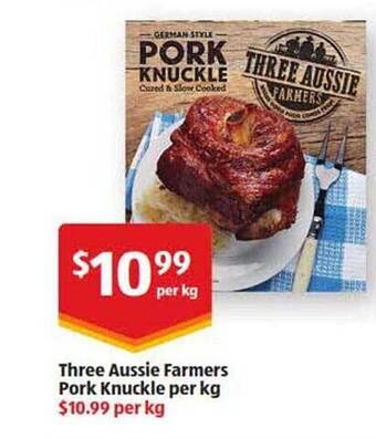 ALDI Three aussie farmers pork knuckle per kg offer