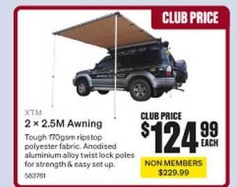 SuperCheap Auto Xtm 2 x 2.5m awning offer