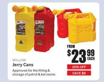 SuperCheap Auto Willow jerry cans offer