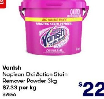 BIG W Vanish Napisan Oxi Action Stain Remover Powder 3kg offer