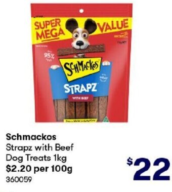 BIG W Schmackos Strapz with Beef Dog Treats 1kg offer