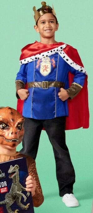 BIG W 3-Piece Kids Medieval King Costume (Top, Cape and Crown) offer