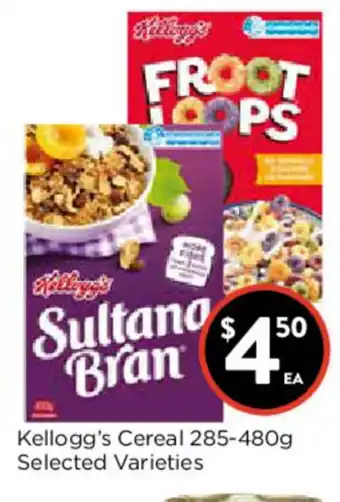 Foodworks Kellogg's Cereal 285-480g offer