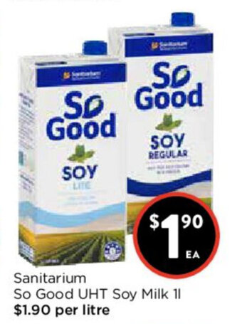 Foodworks Sanitarium So Good UHT Soy Milk 1L offer