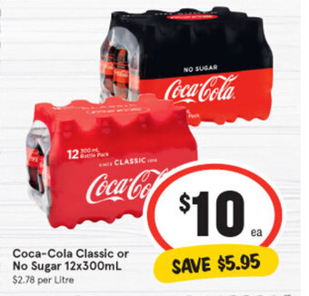 IGA Coca-Cola Classic or No Sugar 12x300ml offer