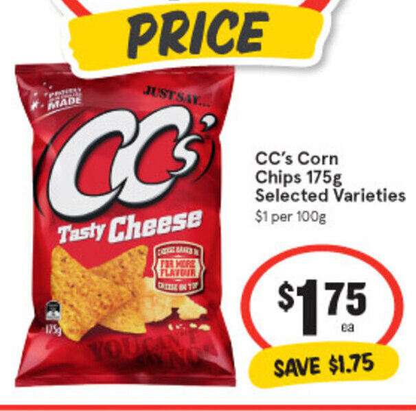CC's Corn Chips 175g Selected Varieties offer at IGA