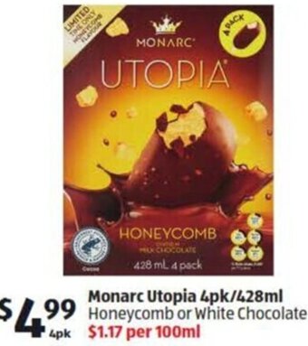 ALDI Monarc Utopia 4pk/428ml offer