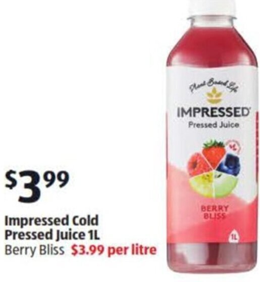 Impressed Cold Pressed Juice 1 L offer at ALDI
