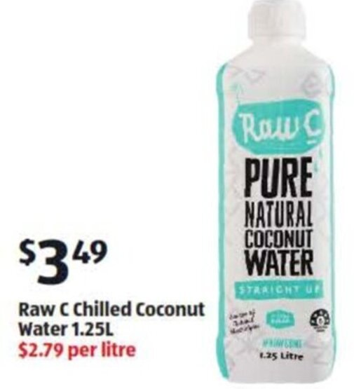 Raw C Chilled Coconut Water 1.25L offer at ALDI