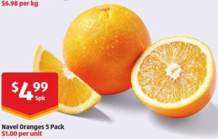 Navel Oranges 5 Pack offer at ALDI