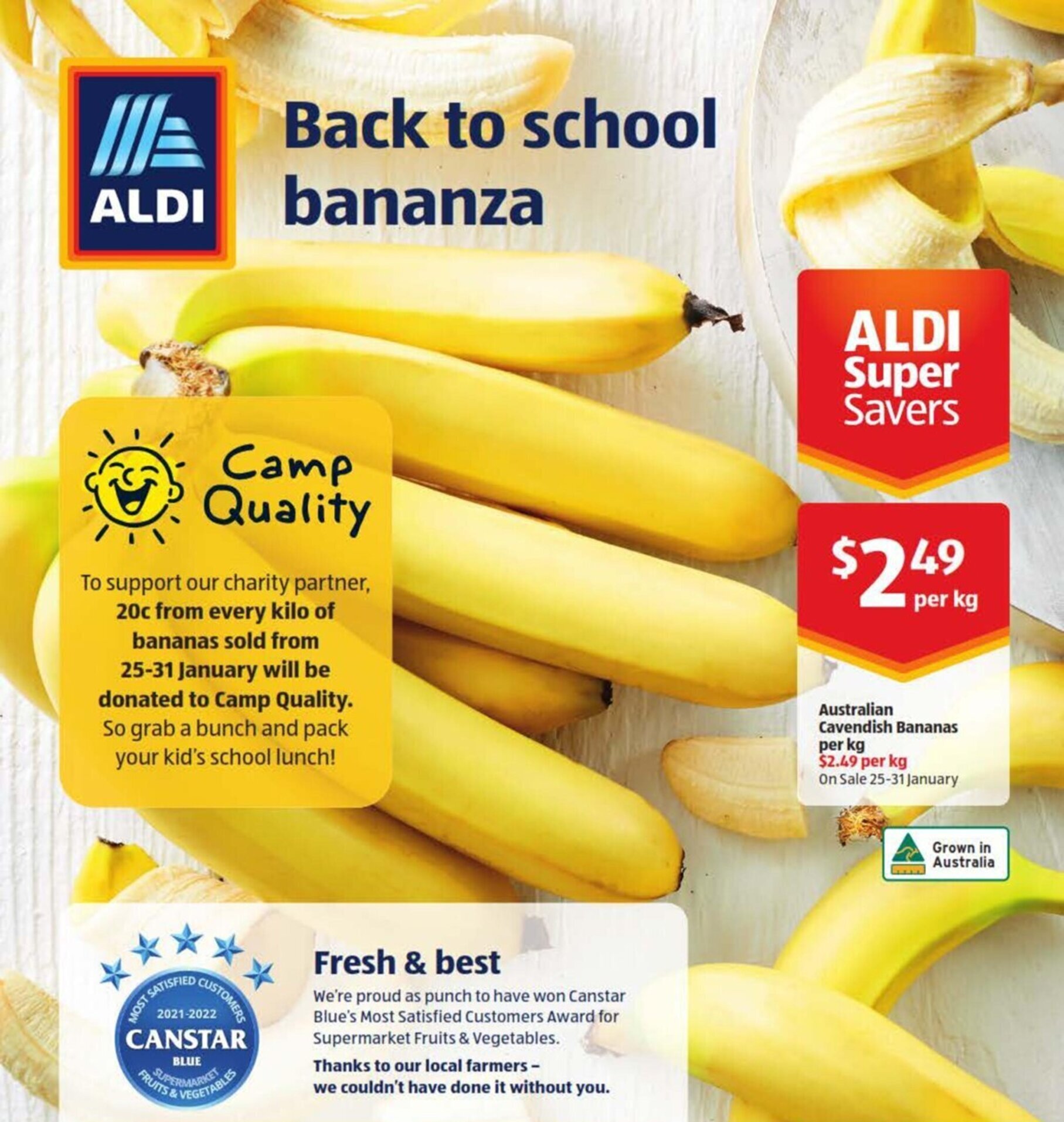 Australian Cavendish Bananas per kg offer at ALDI