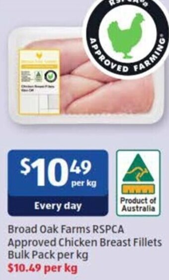ALDI Broad Oak Farms RSPCA Approved Chicken Breast Fillets Bulk Pack per kg offer