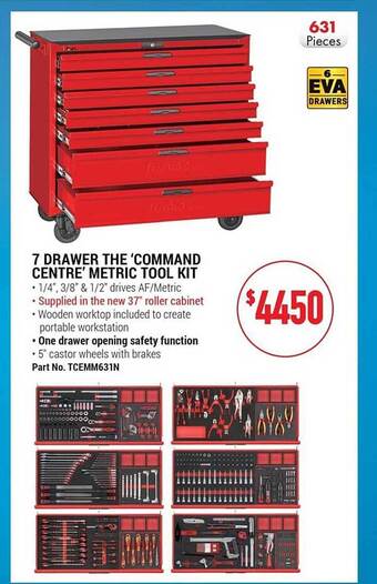 Teng Tools 7 drawer the 'command centre' metric tool kit offer