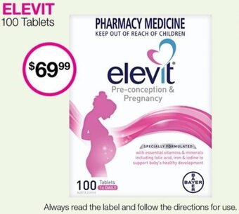 Priceline Elevit Pre-Conception & Pregnancy 100 Tablets offer