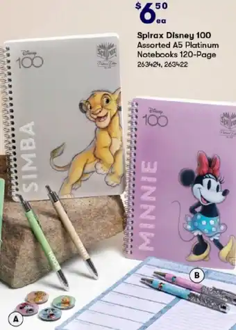 BIG W Spirax Disney 100 Assorted A5 Platinum Notebooks offer
