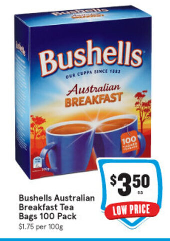 IGA Bushells Australian Breakfast Tea Bags 100 Pack offer