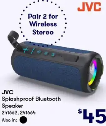 BIG W JVC Splashproof Bluetooth Speaker offer