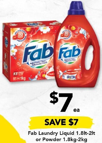 Drakes Fab Laundry Liquid 1.8lt-2lt or Powder 1.8kg-2kg offer