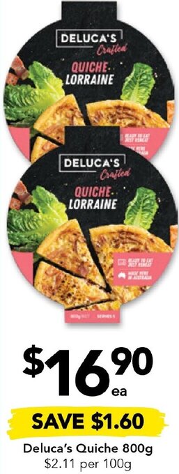 Drakes Deluca's Quiche 800g offer