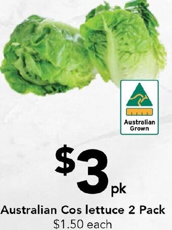Drakes Australian Cos Lettuce 2 Pack offer