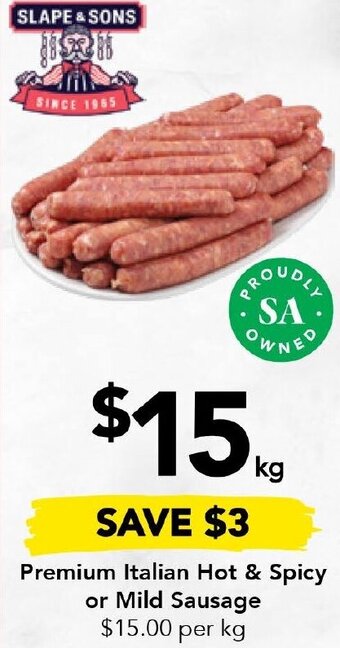 Drakes Premium Italian Hot & Spicy or Mild Sausage offer