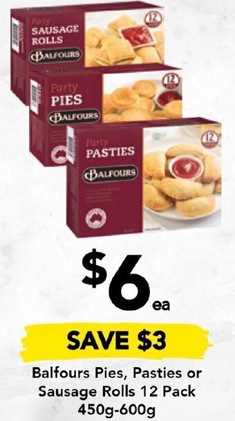 Drakes Balfours Pies, Pasties or Sausage Rolls 12 Pack offer