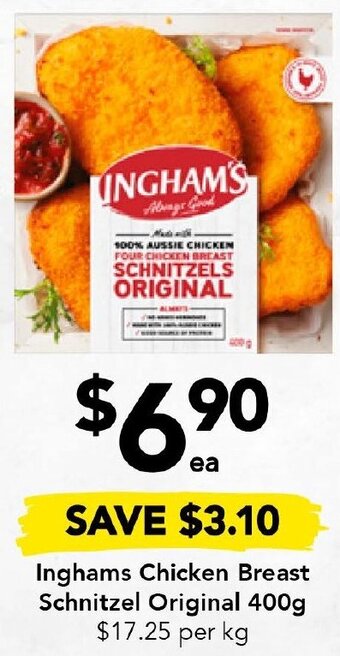 Drakes Inghams Chicken Breast Schnitzel Original 400g offer