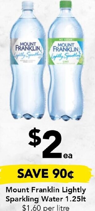Drakes Mount Franklin Lightly Sparkling Water 1.25lt offer